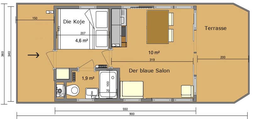 Floor-plan houseboat Schwanennest